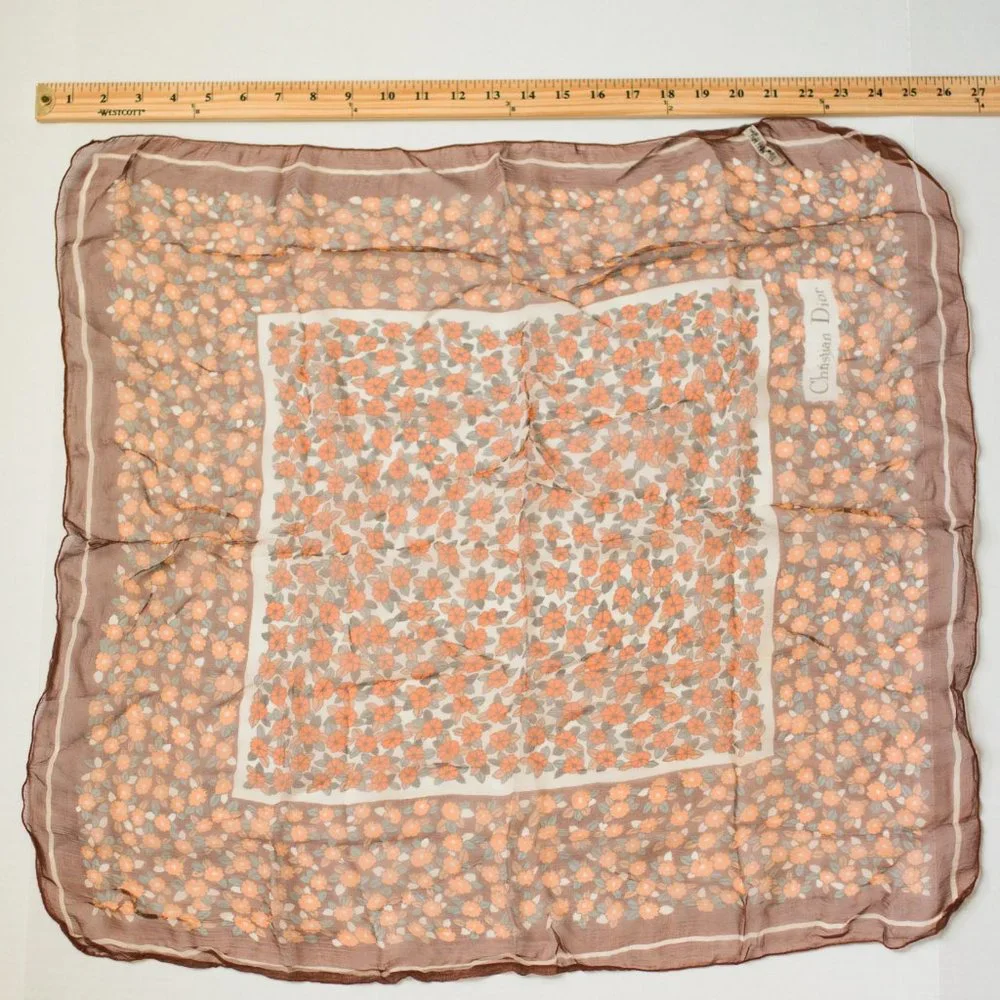 Vintage Dior 100% Silk Scarf Neutral Colors